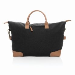 Torba sportowa, podróżna AWARE™ z nadrukiem Twojego logo, materiał: pu, bawełna, kolor: czarny