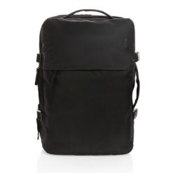 Plecak na laptopa 15,6" Swiss Peak AWARE™ RPET z nadrukiem Twojego logo, materiał: pu, rpet, kolor: czarny Plecak na laptopa 15,6" Swiss Peak AWARE™ RPET z nadrukiem Twojego logo, materiał: pu, rpet, kolor: czarny