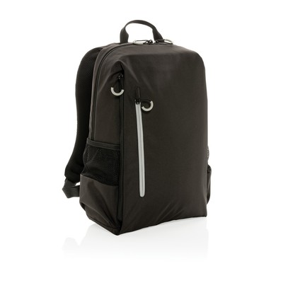 Plecak na laptopa 15,6" Swiss Peak Lima AWARE™, ochrona RFID z nadrukiem Twojego logo, materiał: rpet, kolor: czarny Plecak na laptopa 15,6" Swiss Peak Lima AWARE™, ochrona RFID z nadrukiem Twojego logo, materiał: rpet, kolor: czarny
