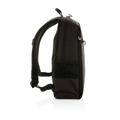 Plecak na laptopa 15,6" Swiss Peak Lima AWARE™, ochrona RFID z nadrukiem Twojego logo, materiał: rpet, kolor: czarny Plecak na laptopa 15,6" Swiss Peak Lima AWARE™, ochrona RFID z nadrukiem Twojego logo, materiał: rpet, kolor: czarny