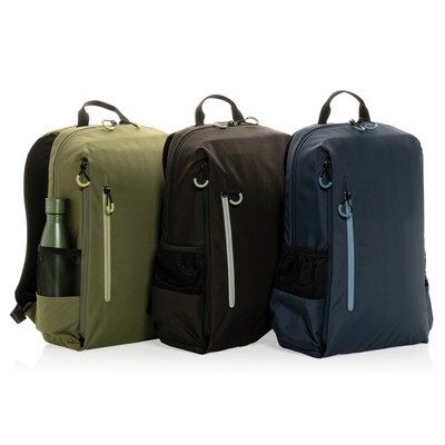 Plecak na laptopa 15,6" Swiss Peak Lima AWARE™, ochrona RFID z nadrukiem Twojego logo, materiał: rpet, kolor: czarny Plecak na laptopa 15,6" Swiss Peak Lima AWARE™, ochrona RFID z nadrukiem Twojego logo, materiał: rpet, kolor: czarny