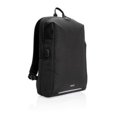 Plecak na laptopa Swiss Peak AWARE™, ochrona RFID z nadrukiem Twojego logo, materiał: rpet, kolor: czarny