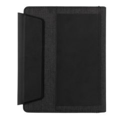 Teczka konferencyjna A5 Fiko, ładowarka bezprzewodowa z nadrukiem Twojego logo, materiał: pu, rpet, kolor: czarny Teczka konferencyjna A5 Fiko, ładowarka bezprzewodowa z nadrukiem Twojego logo, materiał: pu, rpet, kolor: czarny