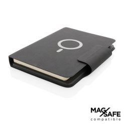 Teczka konferencyjna, notatnik A5, ładowarka bezprzewodowa, power bank 8000 mAh z nadrukiem Twojego logo, materiał: pu, kolor: czarny