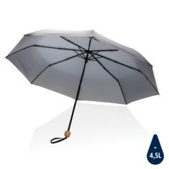 Mały bambusowy parasol 20.5" Impact AWARE™ rPET z nadrukiem Twojego logo, materiał: metal, rpet, kolor: szary