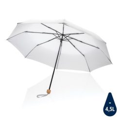 Mały bambusowy parasol 20.5" Impact AWARE™ rPET z nadrukiem Twojego logo, materiał: metal, rpet, kolor: biały