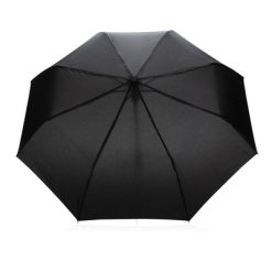 Mały parasol automatyczny 21" AWARE™ RPET z nadrukiem Twojego logo, materiał: rpet, kolor: czarny