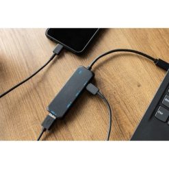 Hub USB i USB-C z RABS | Gerard z nadrukiem Twojego logo, kolor: czarny