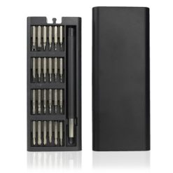 Śrubokręt, 24 końcówki | Charlotte z nadrukiem Twojego logo, materiał: metal, plastik, kolor: czarny