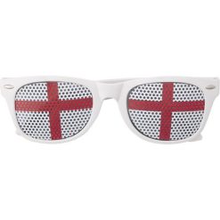 Okulary przeciwsłoneczne z nadrukiem Twojego logo, materiał: plastik, kolor: biało-czerwony