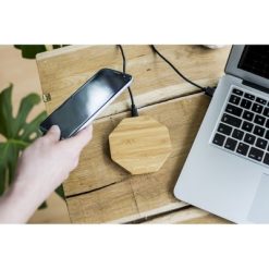 Bambusowa ładowarka bezprzewodowa 5W | Matilda z nadrukiem Twojego logo, materiał: bambus, kolor: neutralny