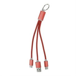 Kabel do ładowania, brelok do kluczy z nadrukiem Twojego logo, materiał: aluminium, kolor: czerwony Kabel do ładowania, brelok do kluczy z nadrukiem Twojego logo, materiał: aluminium, kolor: czerwony