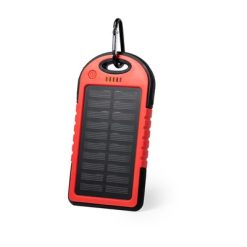 Wodoodporny power bank 4000 mAh, ładowarka słoneczna z nadrukiem Twojego logo, materiał: plastik, silikon, kolor: czerwony Wodoodporny power bank 4000 mAh, ładowarka słoneczna z nadrukiem Twojego logo, materiał: plastik, silikon, kolor: czerwony