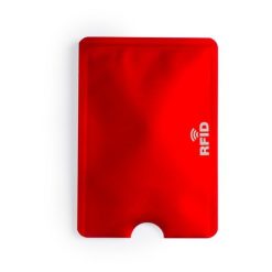 Etui na kartę kredytową, ochrona RFID z nadrukiem Twojego logo, materiał: aluminium, kolor: czerwony