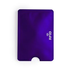 Etui na kartę kredytową, ochrona RFID z nadrukiem Twojego logo, materiał: aluminium, kolor: fioletowy