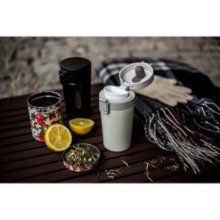 Kubek termiczny 300 ml, posiada sitko zatrzymujące fusy | Laura z nadrukiem Twojego logo, materiał: metal, plastik, kolor: czarny Kubek termiczny 300 ml, posiada sitko zatrzymujące fusy | Laura z nadrukiem Twojego logo, materiał: metal, plastik, kolor: czarny