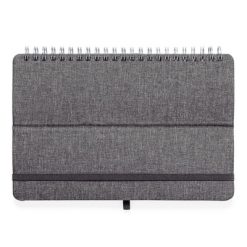 Notatnik RPET ok. A5, stojak na telefon, stojak na tablet z nadrukiem Twojego logo, materiał: pp, poliester, rpet, słoma pszeniczna, kolor: szary Notatnik RPET ok. A5, stojak na telefon, stojak na tablet z nadrukiem Twojego logo, materiał: pp, poliester, rpet, słoma pszeniczna, kolor: szary