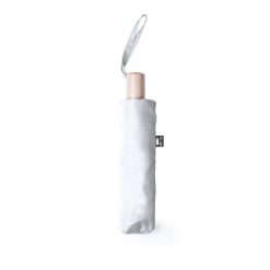 Wiatroodporny parasol manualny RPET, składany z nadrukiem Twojego logo, materiał: metal, drewno, rpet, pongee, kolor: biały