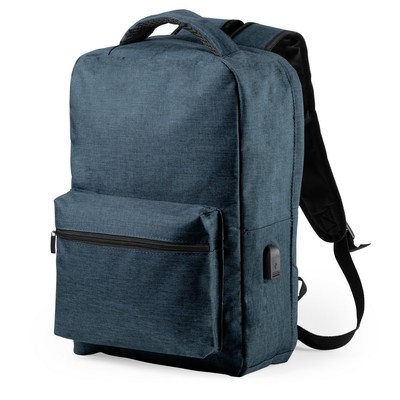 Plecak na laptopa 15", chroniący przed kieszonkowcami, ochrona RFID z nadrukiem Twojego logo, materiał: poliester, kolor: granatowy