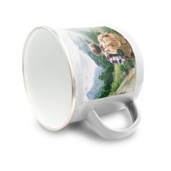 Emaliowany kubek 360 ml | Sandra z nadrukiem Twojego logo, materiał: metal, kolor: biały Emaliowany kubek 360 ml | Sandra z nadrukiem Twojego logo, materiał: metal, kolor: biały