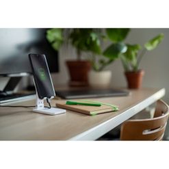 Stojak na telefon | Jeffrey z nadrukiem Twojego logo, materiał: korek, kolor: biały Stojak na telefon | Jeffrey z nadrukiem Twojego logo, materiał: korek, kolor: biały