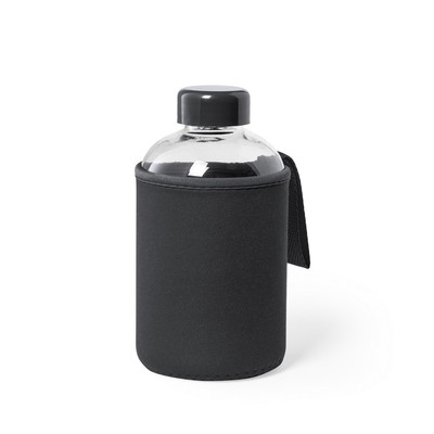 Szklana butelka 600 ml z nadrukiem Twojego logo, kolor: czarny