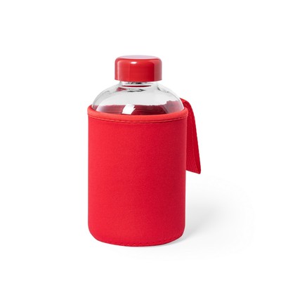 Szklana butelka 600 ml z nadrukiem Twojego logo, kolor: czerwony