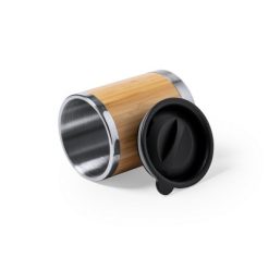 Bambusowy kubek termiczny 300 ml z nadrukiem Twojego logo, materiał: bambus, stal nierdzewna, stal, kolor: neutralny Bambusowy kubek termiczny 300 ml z nadrukiem Twojego logo, materiał: bambus, stal nierdzewna, stal, kolor: neutralny