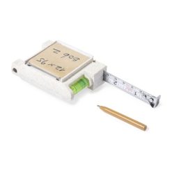 Miara 3m ze słomy pszenicznej, poziomica, notatnik, długopis z nadrukiem Twojego logo, materiał: plastik, słoma pszeniczna, kolor: neutralny