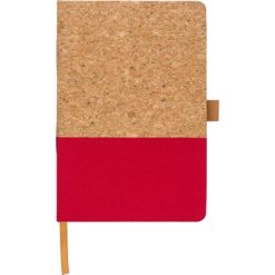 Notatnik A5 z nadrukiem Twojego logo, materiał: papier, korek, poliester, juta, bawełna, spandex, kolor: czerwony