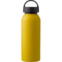 Butelka sportowa 500 ml z aluminium z recyklingu z nadrukiem Twojego logo, materiał: metal, aluminium, pp, silikon, kolor: żółty