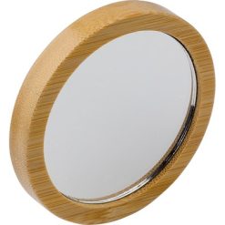 Bambusowe lusterko kieszonkowe z nadrukiem Twojego logo, materiał: bambus, szkło, kolor: brązowy