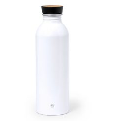 Butelka sportowa 550 ml z aluminium z recyklingu z nadrukiem Twojego logo, materiał: aluminium, bambus, kolor: biały