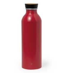 Butelka sportowa 550 ml z aluminium z recyklingu z nadrukiem Twojego logo, materiał: aluminium, bambus, kolor: czerwony