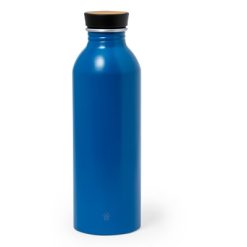 Butelka sportowa 550 ml z aluminium z recyklingu z nadrukiem Twojego logo, materiał: aluminium, bambus, kolor: niebieski Butelka sportowa 550 ml z aluminium z recyklingu z nadrukiem Twojego logo, materiał: aluminium, bambus, kolor: niebieski