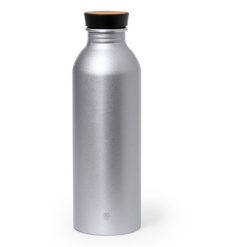 Butelka sportowa 550 ml z aluminium z recyklingu z nadrukiem Twojego logo, materiał: aluminium, bambus, kolor: srebrny