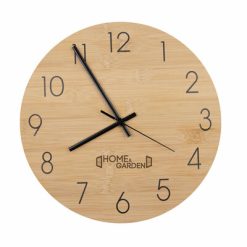 Bambusowy zegar ścienny | Imani z nadrukiem Twojego logo, materiał: metal, plastik, bambus, kolor: drewno