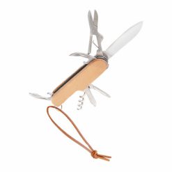 Narzędzie wielofunkcyjne, scyzoryk, 7 funkcji | Beatrice z nadrukiem Twojego logo, materiał: metal, drewno, kolor: drewno