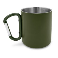 Kubek 280 ml ze stali nierdzewnej z recyklingu, z karabińczykiem | Pari z nadrukiem Twojego logo, materiał: aluminium, stal nierdzewna, stal, kolor: zielony Kubek 280 ml ze stali nierdzewnej z recyklingu, z karabińczykiem | Pari z nadrukiem Twojego logo, materiał: aluminium, stal nierdzewna, stal, kolor: zielony