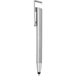 Długopis, touch pen, stojak na telefon z nadrukiem Twojego logo, materiał: plastik, kolor: srebrny