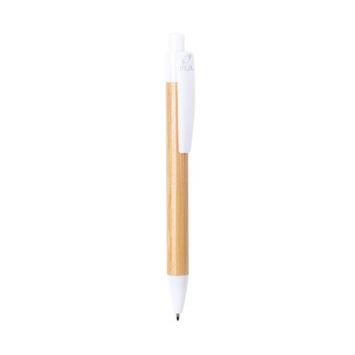 Bambusowy długopis z nadrukiem Twojego logo, materiał: bambus, pla, kolor: biały