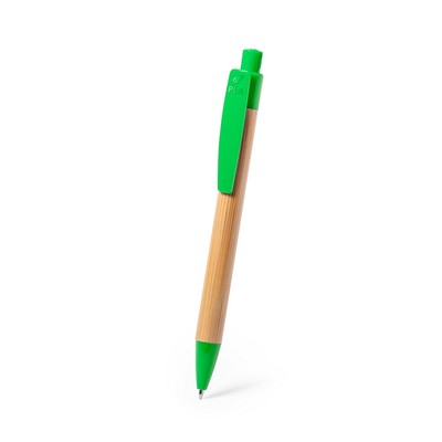 Bambusowy długopis z nadrukiem Twojego logo, materiał: bambus, pla, kolor: zielony