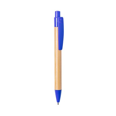 Bambusowy długopis z nadrukiem Twojego logo, materiał: bambus, pla, kolor: niebieski