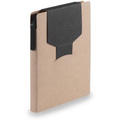 Zestaw do notatek, notatnik A6, karteczki samoprzylepne, długopis z nadrukiem Twojego logo, materiał: karton, kolor: czarny