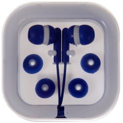 Słuchawki douszne z nadrukiem Twojego logo, materiał: plastik, pvc, kolor: granatowy Słuchawki douszne z nadrukiem Twojego logo, materiał: plastik, pvc, kolor: granatowy