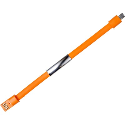 Opaska na rękę, bransoletka, kabel do ładowania z nadrukiem Twojego logo, materiał: plastik, tpe, kolor: pomarańczowy