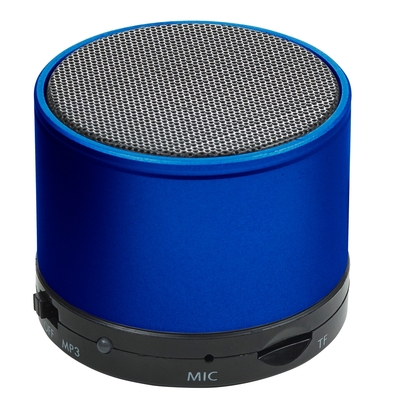 Głośnik bezprzewodowy z nadrukiem Twojego logo, materiał: metal, plastik, guma, kolor: niebieski