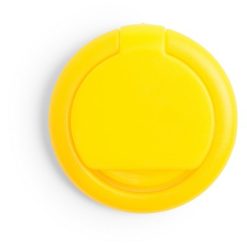 Wielofunkcyjny uchwyt do telefonu, stojak na telefon z nadrukiem Twojego logo, materiał: plastik, kolor: żółty