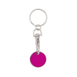 Brelok do kluczy, żeton do wózka na zakupy z nadrukiem Twojego logo, materiał: metal, kolor: różowy