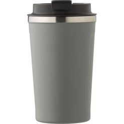 Kubek termiczny 380 ml z nadrukiem Twojego logo, materiał: plastik, stal nierdzewna, stal, kolor: szary